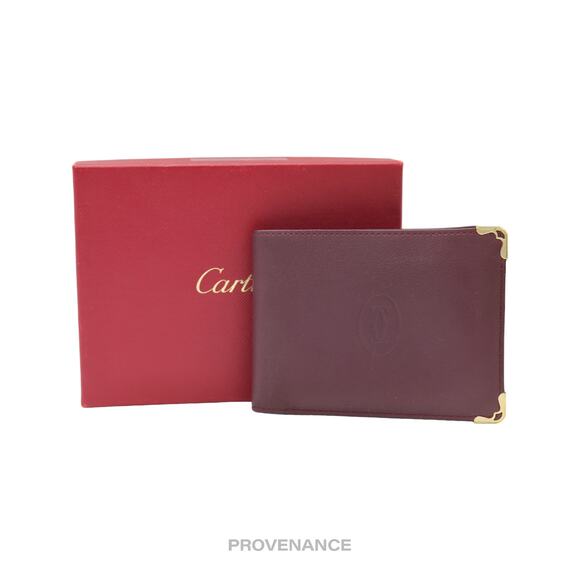🔴 Cartier Bifold Wallet - Burgundy Calfskin Leather - Picture 1 of 8